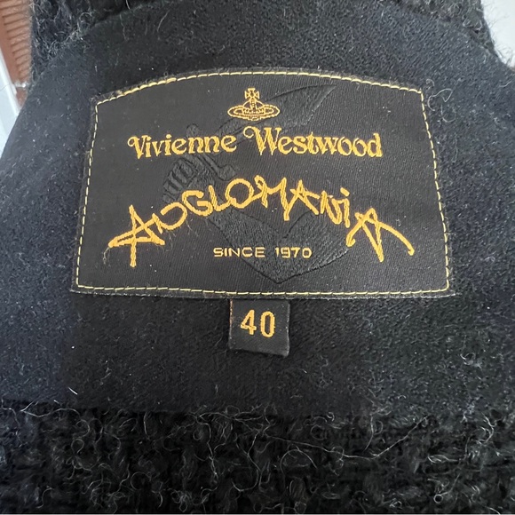 VTG Vivienne Westwood Anglomania Cardigan Sweater SZ 40 Grey/BLK Chunky Retro - Picture 14 of 16